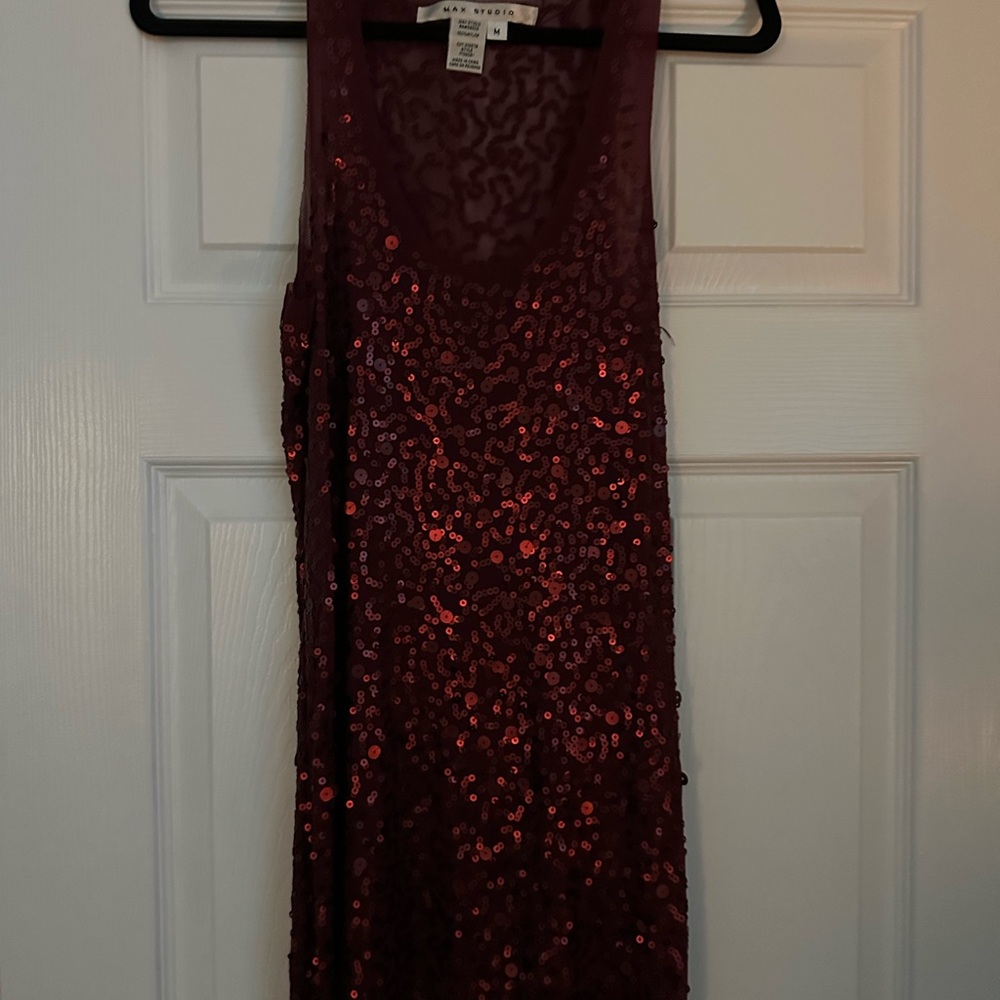 Max Studio Burgundy Sequin Top